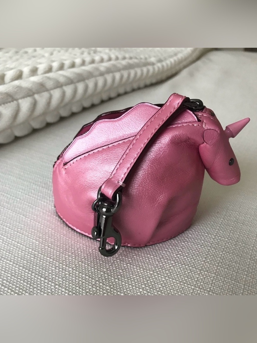 Coach Uni Coin Case, Pink Leather Unicorn Bag Charm Coin Case - Picture 5 of 15
